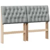 Image de vidaXL Tête de lit capitonnée Gris clair 150 cm Pin massif, Mobilier de chambre moderne, tête de lit rembourrée rectangulaire, design en pin massif, accessoires tendance pour déco minimal