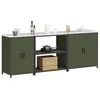 Image de vidaXL Ensemble de rangement cuisine Autre 3 pcs Vert olive Acier, Meuble de cuisine, rectangle, pieds réglables, niveleurs, solution moderne, rangement pratique