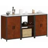 Image de vidaXL Ensemble de rangement cuisine HATTEM 3 pc Rouillé Acier