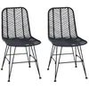 Image de vidaXL Chaise de salle à manger 2 pcs Rotin et métal Noir, Chaise de salle à manger moderne, confort ergonomique, style osier, fer intérieur, déco cool