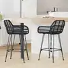 Image de vidaXL Chaise de bar 2 pcs Noir 55 x 52 x 92 cm Rotin et métal
