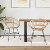 Image de vidaXL Chaise de salle à manger 2 pcs Rotin et métal Naturel