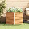 Image de vidaXL Jardin surélevé Marron Clair 129 x 129 x 77 cm Acier galvanisé