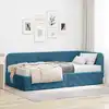 Image de vidaXL Cadre de lit d'angle Bleu 90 x 200 cm Velours