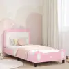 Image de vidaXL Cadre de lit pour enfants avec tête de lit Rose 90 x 190 cm PU