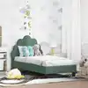 Image de vidaXL Cadre de lit pour tout-petit avec tête de lit Vert Mer Velours