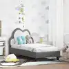Image de vidaXL Cadre de lit pour tout-petit avec tête de lit Gris clair PU