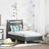 Image de vidaXL Cadre de lit pour tout-petit avec tête de lit Gris foncé Tissu