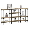 Image de vidaXL Table console avec étagère chêne artisanal 160 x 29 x 80 cm, Table d'appoint rectangulaire, console industrielle, cadre en acier, déco moderne pour le salon, rangement maison
