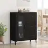 Image de vidaXL Buffet Chêne noir 69,5 x 34 x 90 cm Bois d'ingénierie et fer