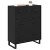 Image de vidaXL Buffet Chêne noir 69,5 x 34 x 90 cm Bois d'ingénierie et fer, Buffet rustique, unité de rangement rectangulaire pour la salle à manger, tiroirs spacieux, solution en bois