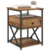 Image de vidaXL Cabinet de chevet avec tiroir 2 pcs Bois ancien 40 x 42 x 55 cm, Table de nuit rustique, tiroir compact, rangement pour chambre, meuble en bois, déco moderne