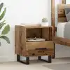 Image de vidaXL Cabinet de chevet avec tiroir Bois ancien 40 x 35 x 47,5 cm