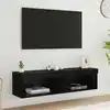 Image de vidaXL Ensemble meuble TV avec LED 2 pcs Chêne noir 60 x 30 x 30 cm