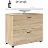 Image de vidaXL Cabinet de salle de bain Chêne sonoma 76,5 x 35 x 64 cm, Rangement de salle de bain, armoire moderne indépendante, étagère compacte, solution pratique pour votre espace