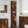 Image de vidaXL Cabinet de salle de bain avec porte Chêne fumé 30 x 35 x 192 cm