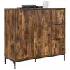 Image de vidaXL Buffet Chêne fumé 89,5 x 33 x 82 cm Bois d'ingénierie, Buffet rectangulaire moderne, rangement efficace, meuble chic minimaliste, élégance dans la salle à manger