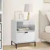 Image de vidaXL Cabinet de chevet avec tiroir Blanc brillant 49 x 36 x 61 cm