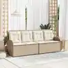 Image de vidaXL Banc de jardin avec coussin Noir et blanc crème polyrotin
