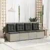 Image de vidaXL Canapé de jardin avec coussin Gris clair polyrotin