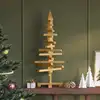 Image de vidaXL Arbre de Noël en bois Marron 90 cm Bois massif en pin