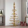 Image de vidaXL Arbre de Noël en bois Marron 180 cm Bois massif en pin