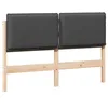Image de vidaXL Tête de lit capitonnée Gris Naturel et Foncé 160 cm Pin massif, Têtière en velours chic, pièce en bois massif pour déco moderne, ajout cosy au style élégant