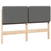 Image de vidaXL Tête de lit capitonnée Marron et gris clair 140 cm Pin massif, Déco de chambre tendance, tête de lit minimaliste, bois de pin solide, cadre de lit moderne, pièce accent rectangulaire