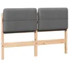 Image de vidaXL Tête de lit capitonnée Marron et gris clair 135 cm Pin massif, Têtière élégante, rectangulaire, design moderne rembourré, accessoire robuste, améliore votre espace sommeil