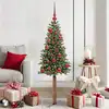 Image de vidaXL Sapin de Noël mince Vert 150 cm PVC et bois de pin massif