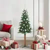 Image de vidaXL Sapin de Noël mince Vert 150 cm PVC et bois de pin massif