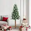Image de vidaXL Sapin de Noël mince Vert 180 cm PVC et bois de pin massif