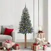 Image de vidaXL Sapin de Noël mince Vert 180 cm PVC et bois de pin massif