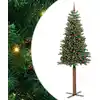 Image de vidaXL Sapin de Noël mince Vert 210 cm PVC et bois de pin massif