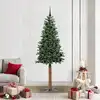 Image de vidaXL Sapin de Noël mince Vert 210 cm PVC et bois de pin massif
