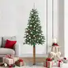 Image de vidaXL Sapin de Noël mince Vert 210 cm PVC et bois de pin massif