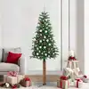 Image de vidaXL Sapin de Noël mince Vert 210 cm PVC et bois de pin massif
