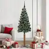 Image de vidaXL Sapin de Noël mince Vert 180 cm PVC et bois de pin massif