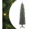 Image de vidaXL Sapin de Noël artificiel Vert 210 cm PVC et acier et plastique, Sapins de Noël artificiels, design conique moderne, déco extérieure durable, éclairage LED festif pour célébrations