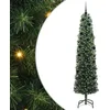 Image de vidaXL Sapin de Noël artificiel Vert 240 cm PVC et acier et plastique, Sapins de Noël artificiels, design conique moderne, déco extérieure durable, éclairage LED festif pour célébrations