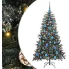 Image de vidaXL Sapin de Noël artificiel Vert 150 cm PVC, plastique et acier, Arbre de Noël moderne en cône, déco écolo, lumières LED, affichage festif intérieur-extérieur