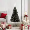 Image de vidaXL Sapin de Noël avec 150 LED avec support Noir 120 cm PVC