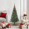 Image de vidaXL Sapin de Noël artificiel pré-éclairé Vert 120 cm PVC et métal