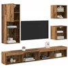 Image de vidaXL Unités murales TV avec LED 5 pcs Bois Ancien Bois d'ingénierie, Salon moderne, meubles TV rectangulaires, rangements, placards muraux, style minimaliste, design élégant