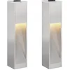 Image de vidaXL Lumière de Chemin LED Solaire 2 pcs Argenté Acier inoxydable, Éclairages solaires rectangulaires pour jardin et terrasse, LED moderne, écoénergétique, luminaires extérieurs
