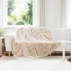 Image de vidaXL Couverture antidérapante en fausse de lapin Olite Beige
