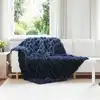 Image de vidaXL Couverture antidérapante en fausse de lapin Olite Bleu Marine