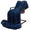 Image de vidaXL Couverture antidérapante en fausse de lapin Olite Bleu Marine, Couverture chaude, fausse fourrure de lapin, déco moderne, douce, anti-dérapante, élégante et confortable à la maison