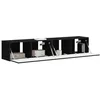 Image de vidaXL Meuble TV mural 2 pc Noir Bois d'ingénierie