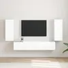 Image de vidaXL Meuble TV mural 2 pc Blanc Brillant Bois d'ingénierie